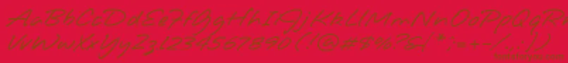 JotMediumHmk-fontti – ruskeat fontit punaisella taustalla