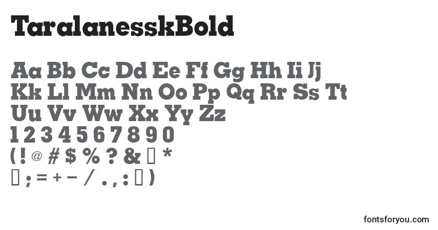 Schriftart TaralanesskBold – Alphabet, Zahlen, spezielle Symbole