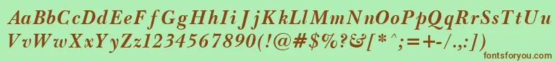 BaskervilleBoldItalic Font – Brown Fonts on Green Background