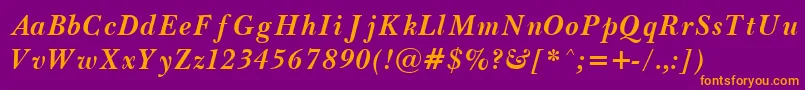 フォントBaskervilleBoldItalic – 紫色の背景にオレンジのフォント