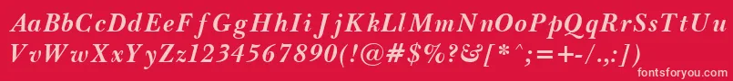 BaskervilleBoldItalic Font – Pink Fonts on Red Background