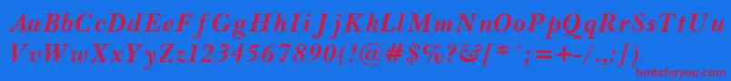 BaskervilleBoldItalic Font – Red Fonts on Blue Background