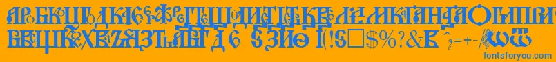 NovgorodPlain-Schriftart – Blaue Schriften auf orangefarbenem Hintergrund