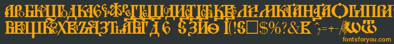 フォントNovgorodPlain – 黒い背景にオレンジの文字