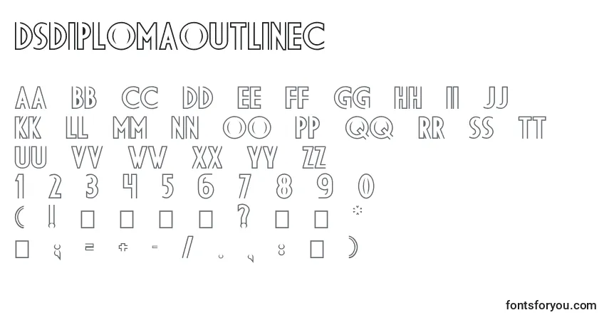 A fonte Dsdiplomaoutlinec – alfabeto, números, caracteres especiais