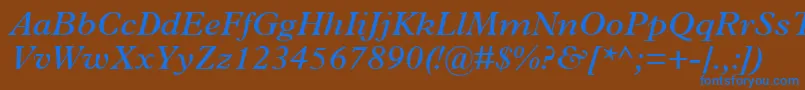 Czcionka TerminusSsiSemiBoldItalic – niebieskie czcionki na brązowym tle