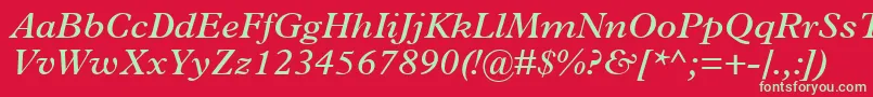TerminusSsiSemiBoldItalic Font – Green Fonts on Red Background