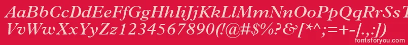 TerminusSsiSemiBoldItalic Font – Pink Fonts on Red Background