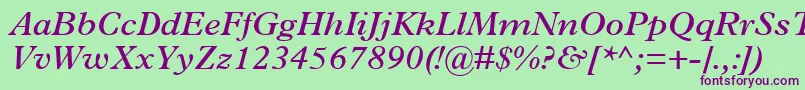 TerminusSsiSemiBoldItalic Font – Purple Fonts on Green Background