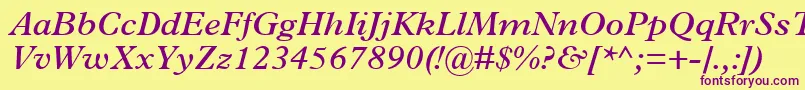 TerminusSsiSemiBoldItalic Font – Purple Fonts on Yellow Background