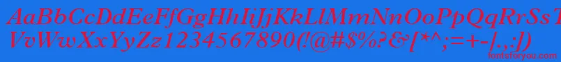 TerminusSsiSemiBoldItalic Font – Red Fonts on Blue Background