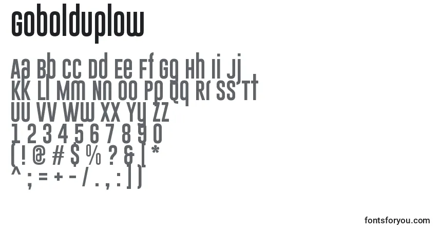GoboldUplow-fontti – aakkoset, numerot, erikoismerkit