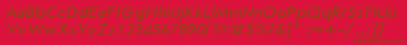 フォントUkrainianjournalsansItalic – 赤い背景に茶色の文字