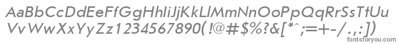フォントUkrainianjournalsansItalic – 白い背景に灰色の文字