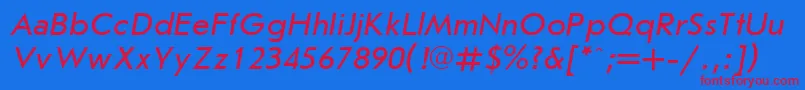 UkrainianjournalsansItalic Font – Red Fonts on Blue Background