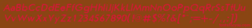 UkrainianjournalsansItalic Font – Red Fonts on Brown Background