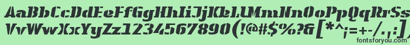 LinotypeAuthenticStencilBlackitalic Font – Black Fonts on Green Background