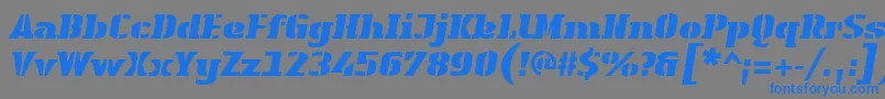 フォントLinotypeAuthenticStencilBlackitalic – 灰色の背景に青い文字