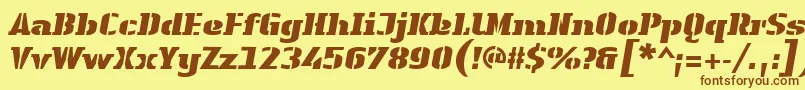 Шрифт LinotypeAuthenticStencilBlackitalic – коричневые шрифты на жёлтом фоне