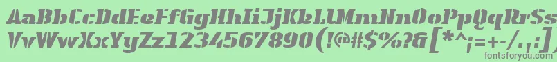 Шрифт LinotypeAuthenticStencilBlackitalic – серые шрифты на зелёном фоне