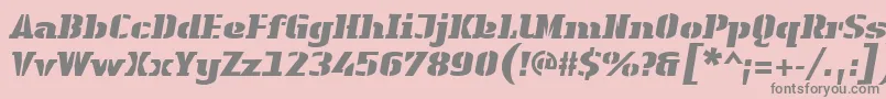 Fonte LinotypeAuthenticStencilBlackitalic – fontes cinzas em um fundo rosa