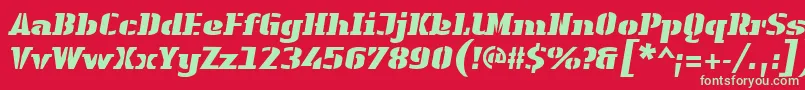 Шрифт LinotypeAuthenticStencilBlackitalic – зелёные шрифты на красном фоне