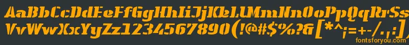 LinotypeAuthenticStencilBlackitalic Font – Orange Fonts on Black Background