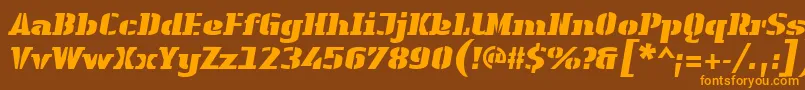 LinotypeAuthenticStencilBlackitalic Font – Orange Fonts on Brown Background