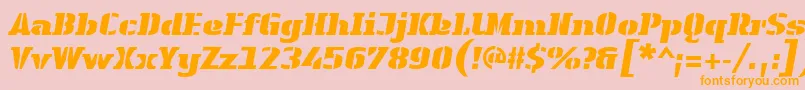 Police LinotypeAuthenticStencilBlackitalic – polices orange sur fond rose