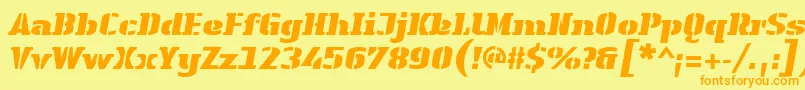 Fonte LinotypeAuthenticStencilBlackitalic – fontes laranjas em um fundo amarelo