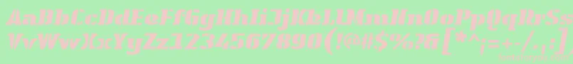 LinotypeAuthenticStencilBlackitalic Font – Pink Fonts on Green Background