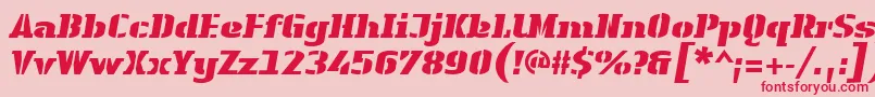 Шрифт LinotypeAuthenticStencilBlackitalic – красные шрифты на розовом фоне