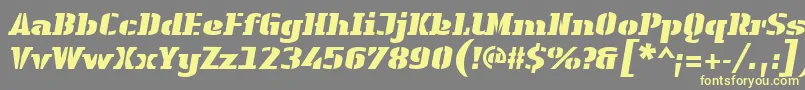 Шрифт LinotypeAuthenticStencilBlackitalic – жёлтые шрифты на сером фоне