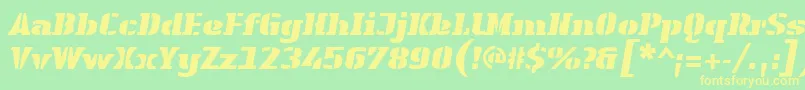 LinotypeAuthenticStencilBlackitalic Font – Yellow Fonts on Green Background