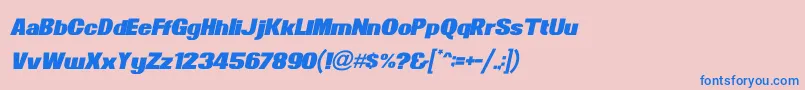 フォントNewsOfTheWorldItalic – ピンクの背景に青い文字