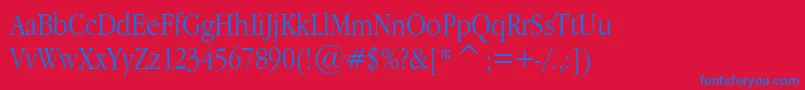 Шрифт GaramondNarrowPlain.001.022 – синие шрифты на красном фоне