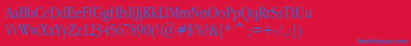 GaramondNarrowPlain.001.022 Font – Blue Fonts on Red Background