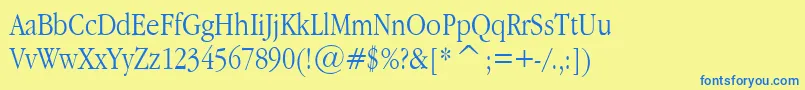 GaramondNarrowPlain.001.022 Font – Blue Fonts on Yellow Background