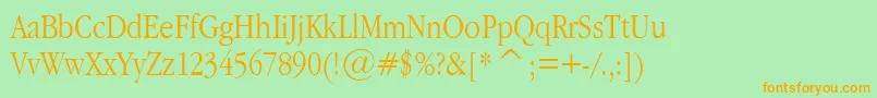 GaramondNarrowPlain.001.022 Font – Orange Fonts on Green Background