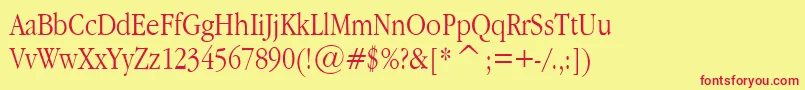 GaramondNarrowPlain.001.022 Font – Red Fonts on Yellow Background