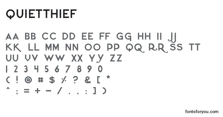 A fonte Quietthief (81799) – alfabeto, números, caracteres especiais