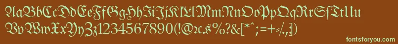 LeipzigFrakturNormal Font – Green Fonts on Brown Background