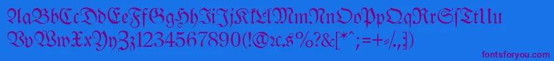 LeipzigFrakturNormal-Schriftart – Violette Schriften auf blauem Hintergrund