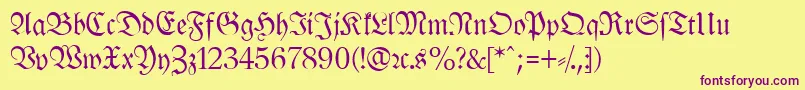 LeipzigFrakturNormal Font – Purple Fonts on Yellow Background