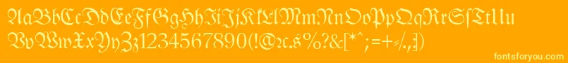 LeipzigFrakturNormal-Schriftart – Gelbe Schriften auf orangefarbenem Hintergrund