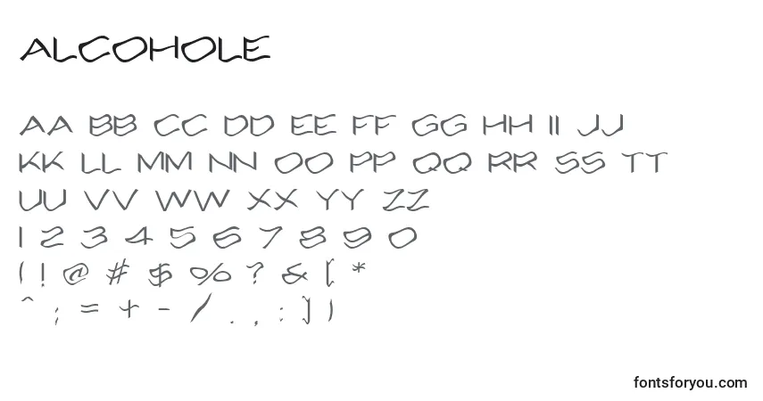 Schriftart Alcohole – Alphabet, Zahlen, spezielle Symbole