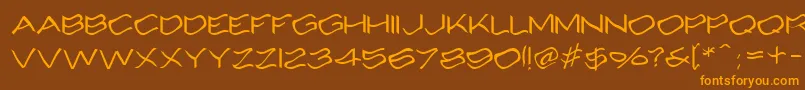 フォントAlcohole – オレンジ色の文字が茶色の背景にあります。