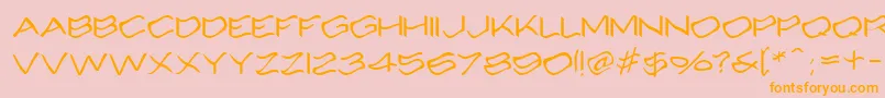 フォントAlcohole – オレンジの文字がピンクの背景にあります。