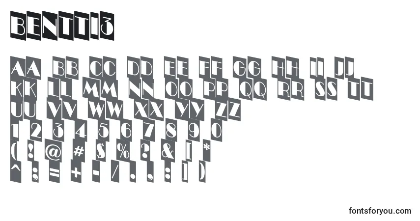 Czcionka Bentti3 – alfabet, cyfry, specjalne znaki