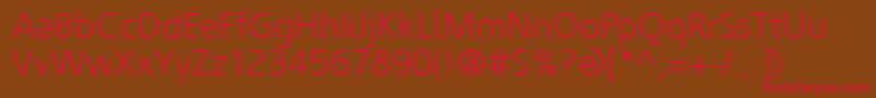 フォントFortheloveofhatelight – 赤い文字が茶色の背景にあります。